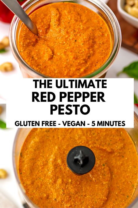 Bell Pepper Pesto Recipe, Red Pepper Pesto Pasta, Canned Roasted Red Peppers Recipes, Vegan Roasted Red Pepper Sauce, Roasted Red Pepper Pesto Pasta, Red Pesto Pasta Recipes, Roasted Red Pepper Recipes, Red Pesto Recipe, Red Pepper Pesto Recipe