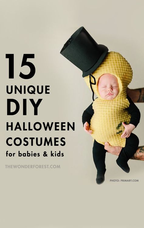 15 Unique DIY Halloween Costumes for Kids & Babies - Wonder Forest Newborn Ghost Costume, Unique Infant Halloween Costumes, Easy Newborn Halloween Costumes, Infant Halloween Costumes Diy, Infant Diy Halloween Costumes, Infant Costumes For Boys, Funny Infant Halloween Costumes, Easy Diy Baby Halloween Costumes, Newborn Diy Halloween Costumes