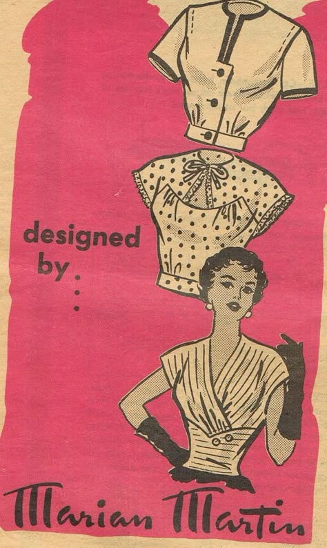 Aux Belles Choses: Pinspiration Monday - Vintage Tops & Blouses Blouse Illustration, Vintage Clothes Patterns, Patron Vintage, Vogue Vintage, Evening Blouses, Top Bustier, Vintage Dress Patterns, Couture Mode, Motif Vintage