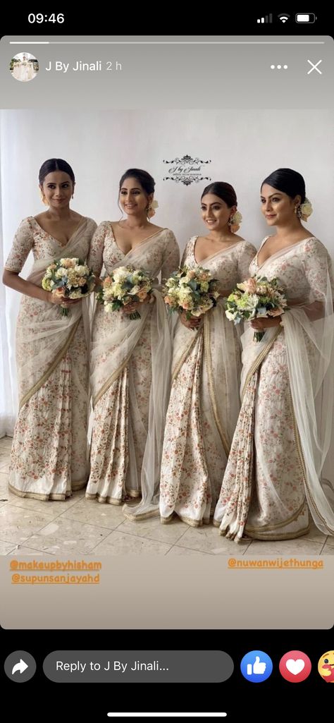 Bridesmaid Saree Sri Lanka, Saree Sri Lanka, Sari Designs, Sri Lankan Wedding, Sari Design, Flower Girls Dress, Bridesmaid Saree, Wedding Saree Collection, Bridal Dress Design