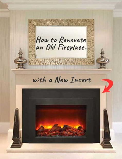 Converting Fireplace To Electric, Convert Wood Burning Fireplace To Electric, Wood Burning To Electric Fireplace, Electric Insert In Old Fireplace, Replacing Wood Burning Fireplace With Electric, Electric Fireplace Inserts Ideas, Electric Fireplace Insert Existing Fireplace, Wood To Electric Fireplace Convert, Convert Fireplace To Electric