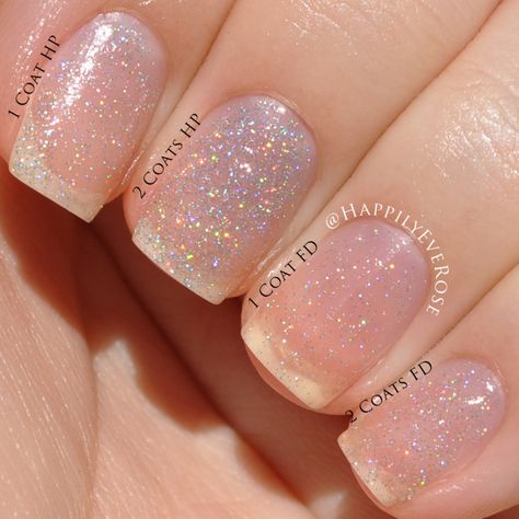 Translucent Glitter Nails, Clear Glitter Nail Polish, Glitter Top Coat Nails, Pixie Dust Nails, Fairy Dust Nails, China Glaze Fairy Dust, Blow Dry At Home, Clear Glitter Nails, Holographic Glitter Nails