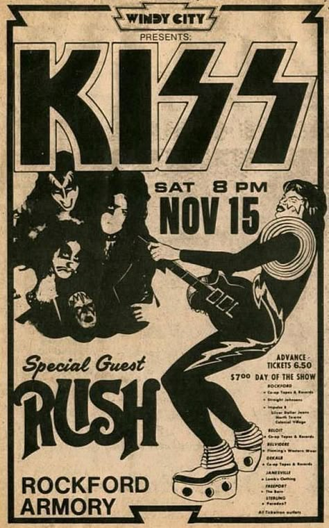 Kiss Poster, Muzică Rock, Photowall Ideas, Grunge Posters, Wal Art, Vintage Concert Posters, Rock Band Posters, Vintage Music Posters, Vintage Kiss