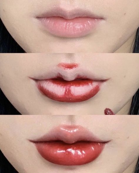 Water Tint, Korean Lips, Lipstick Hacks, Lipstick Tutorial, Doll Eye Makeup, Red Lip Makeup, Lip Makeup Tutorial, Douyin Makeup, Ulzzang Makeup