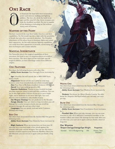 Oni Race - Click to view on Ko-fi - Ko-fi ❤️ Where creators get support from fans through donations, memberships, shop sales and more! The original 'Buy Me a Coffee' Page. Mythical Races, 5e Races, Dungeons And Dragons Races, D D Races, Dnd Stats, Dnd Stories, D D Classes, Dungeon Master's Guide, Dnd Races