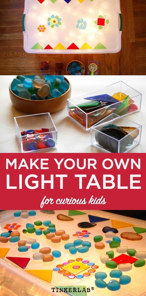 Dead simple. How to make your own (easy) diy light table for curious and creative kids. #diylighttable #diykidsactivites #kidsactivities Light Table For Kids, Diy Kids Art Table, Light Box Activities, Diy Light Table, Kids Art Table, Diy Kids Art, Diy Light, Sensory Table, Kids Lighting