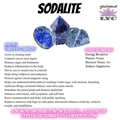 Soladite Crystal, Soladite Crystal Meaning, Crystal Dictionary, Crystal Information, Sodalite Crystal Meaning, Sodalite Meaning, Crystal Meanings Charts, Crystal Seashells, Sodalite Crystal