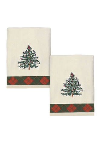 Red Bath Towels, Embroidered Bath Towels, Decorative Bath Towels, Red Towels, Christmas Tree Collection, Affordable Kitchen, Decorative Hand Towels, Tartan Christmas, Christmas Bathroom