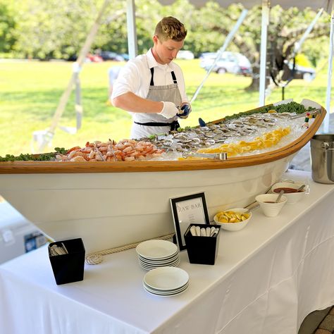 Fresh seafood, shucked for you. Raw bar bliss, no mess, just smiles! #NewEnglandWedding #RawBarCatering #OysterBar #SeafoodLover #FarmToTableWedding January Wedding Ideas, Cape Cod Wedding Ideas, Seafood Bar, Wedding Caterer, Raw Oysters, Shrimp Boat, Oyster Recipes, Bar Catering, Raw Bar