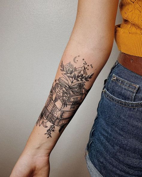 Book Inspired Tattoos, Book Tattoos, Bookish Tattoos, Literary Tattoos, Tattoo Trend, Illustration Tattoo, Tattoos For Lovers, Inspiration Tattoos, Butterfly Tattoos