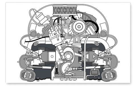 VW Engine Parts Quiz Bus Engine, Engine Diagram, Vw Engine, Exploded View, Vw Beetle Classic, Vw Parts, Vintage Vw, Karmann Ghia, Vw Bug