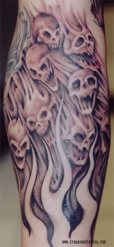 Skull Filler Tattoo Ideas, Tongue Tattoo Design, Skull With Flames Tattoo, Flame Sleeve Tattoo, Sleeve Skull Tattoo, Tattoos Of Skulls, Skull Flames Tattoo, Hell Tattoo, Tattoo Fillers