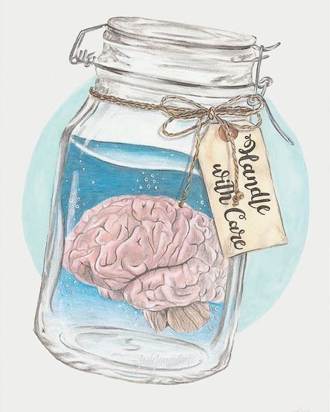 The human mind sets us apart from any other species. Even with our understanding of neurology it still remains mysterious; an enigma.  We… Mental Health Artwork, Jade Jones, Brain Tattoo, Brain Art, Conceptual Painting, Health Tattoo, Cross Hatching, Handle With Care, Prismacolor Pencils