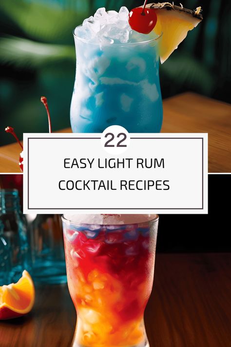 Looking for quick and easy light rum cocktail recipes to try at home? Check out these 22 refreshing options like Blue Hawaii, Bermuda Rum Swizzle, Lava Flow, Bali Hai, and more. From tropical delights to unique concoctions, these cocktails are perfect for any occasion. Light Rum Cocktails, Cocktail Recipes Christmas, Unique Alcoholic Drinks, Summer Rum Cocktails, Best Rum Cocktails, Blue Hawaii Cocktail, Flaming Volcano, Rum Mixed Drinks, Rum Cocktails Easy