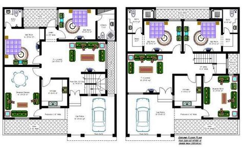 2000 Sq Ft House Plans, Ground Floor House, 2000 Sq Ft House, House Plans 2 Story, 30x40 House Plans, Car Porch, Kitchen Drawing, 3d House Plans, My House Plans