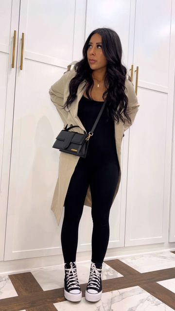 Casual Going Out Outfits Winter, Cute Comfy Going Out Outfits, Amazon Jumpsuit Outfit, Jumpsuit With Long Sleeves Underneath, 47 Degree Weather Outfit, Fall Engagement Party Outfit Guest, How To Style A Jumpsuit Casual, Appointment Outfit Casual, Black Jumper Outfit Casual