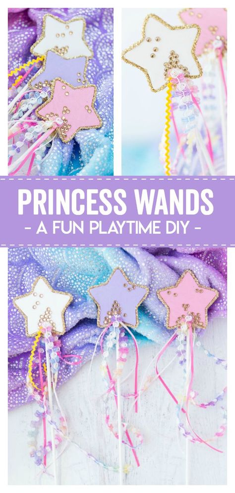 These Diy Princess Wands are a great playtime diy for any princess or fairy loving child. Colorful and also easy to personalize makes this a great gift or craft for your little ones fantasy time! Princess Crafts, Princess Wands, Dance Camp, Princess Tea Party, Diy Wand, Princess Diy, Camp Crafts, Princess Theme, Diy Fairy