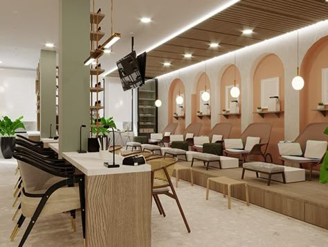 Beauty Salon Interior Design, Nail Salon Interior, Beauty Salon Furniture, Spa Room Decor, Spa Interior Design, Salon Suites Decor, Nail Salon Decor, Small House Elevation Design, Clinic Interior Design