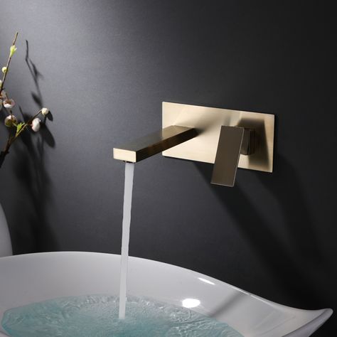 Modern Bathroom Taps, Tap Design Bathroom, Wall Mounted Faucet Bathroom, Wall Faucet Bathroom, Taps For Bathroom, Porcelanosa Bathroom, Adu Bathroom, Flat House Design, Bathroom Basin Taps