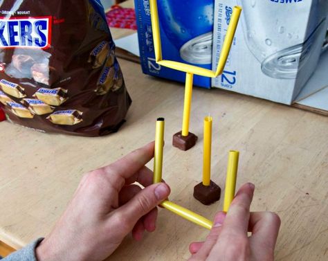 Making Goal Posts for the Snack Stadium Snack Stadium Super Bowl, Football Snack Stadium, Snack Stadium Diy, Super Bowl Snack Stadium, Super Bowl Stadium, Football Tailgate Food, Football Goal Post, Snack Stadium, Nfl Party