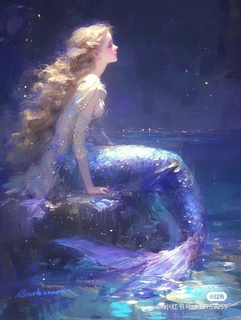 Mermaid Paintings Acrylic, Mermaid Pfp, Drawing Surreal, Vintage Peter Pan, Professional Mermaid, Mermaid Stories, Aquarius Art, Mermaid Artwork, Mermaid Illustration