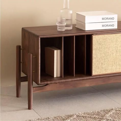 Japandi Credenza, Japanese Credenza, Diy Interior Furniture, Vinyl Record Furniture, Japandi Furniture, Record Player Cabinet, Furniture Design Chair, Furniture Details Design, Tv Units