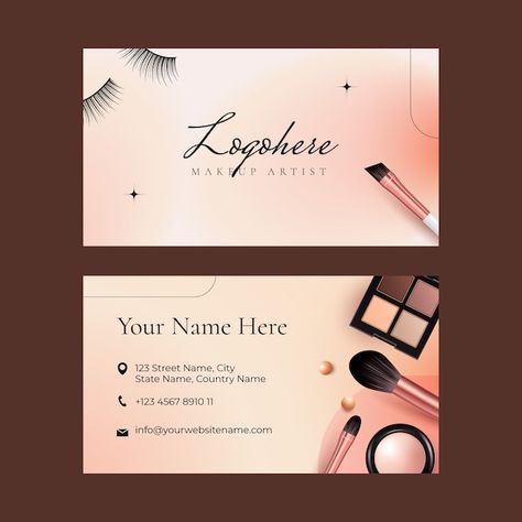 Makeup Artist Visiting Card Ideas, Make Up Artist Visiting Cards Design, Business Card Design Makeup Artist, Make Up Business Cards, Makeup Artist Cards Business, Business Card For Makeup Artist, Beauty Salon Visiting Card Design, Visiting Card For Makeup Artist, Makeup Visiting Cards Design