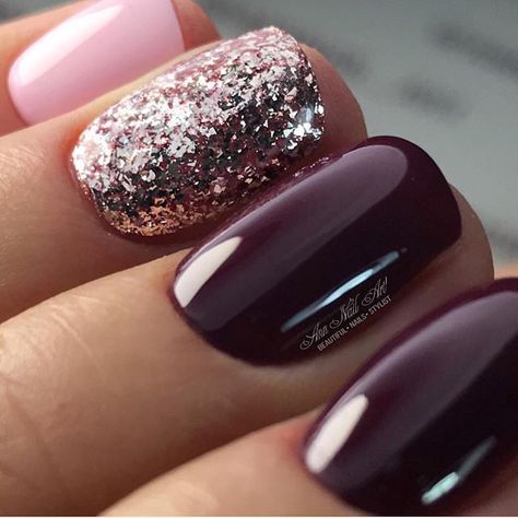 2019 Nails, Her Nails, Super Nails, Nail Ring, Pink Nail Designs, Dark Nails, Nails Gel, Gel Nail Designs, Fall Nail Designs