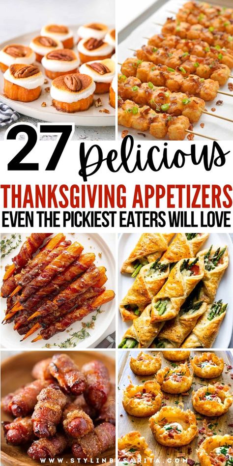 thanksgiving appetizers Thanksgiving Phyllo Appetizers, Quick And Easy Friendsgiving Recipes, Apps For Dinner Party, Easy Appetizer Thanksgiving, Friendsgiving Sides Easy, Thanksgiving Dish To Pass Ideas, Party Pleasers Food, Thanksgiving Apps For A Crowd, Thanksgiving Appetizers Black People