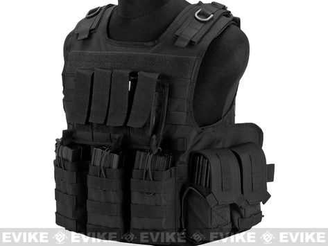 Matrix MTS Small Arms Light Assaulter Vest - Black | Evike.com Black Tactical Gear, Black Tactical Vest, Tactical Outfit, Military Clothes, Armor Vest, Combat Uniforms, Tactical Wear, Military Gear Tactical, Bullet Proof Vest