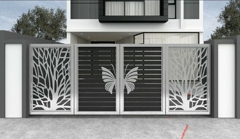 Modern Iron Gate Designs, Modern Front Gate Design, New Gate Design, Latest Gate Design, Modern Steel Gate Design, Iron Main Gate Design, Gate Design Ideas, Modern Main Gate Designs, Home Gate Design