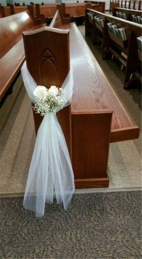 church wedding decorations Ceremony Decorations Church, Wedding Pew Decorations, Church Aisle, Pew Decorations, Wedding Church Decor, Wedding Pews, Rustic Wedding Decorations, Church Wedding Decorations, Church Pew