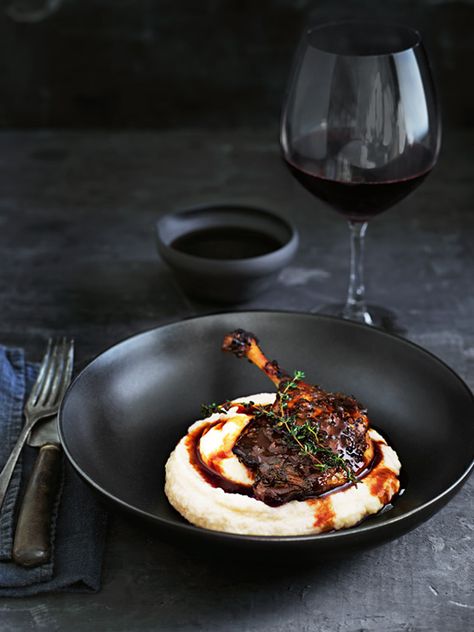 Crispy Juniper Orange And Thyme Duck With Celeriac And Cauliflower Puree | Donna Hay Gourmet Food Plating, Cauliflower Puree, Donna Hay, Bistro Food, Plating Ideas, Food Plate, Fine Dining Recipes, Duck Recipes, Sunday Roast