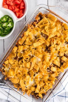 Recipes With Fritos Chips, Frito Recipes, Casserole Potluck, Corn Chips Recipe, Frito Pie Casserole, Frito Recipe, Frito Pie Recipe, Seasoned Ground Beef, Beef Recipes For Dinner Easy