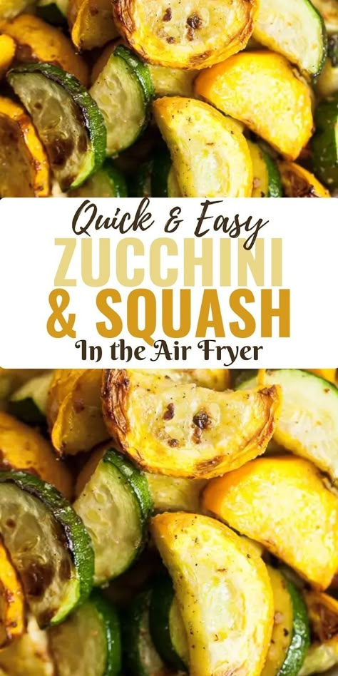 If you love roasting your vegetables, you’ll love Air Fryer Zucchini and Squash. These step-by-step instructions make a batch of crisp-tender vegetables in minutes in your air fryer or Ninja Foodi. Perfect quick and easy side dish for the summer, especially if you have any from your garden! Airfry Zucchini And Squash, Air Fried Squash And Zucchini, Airfryer Squash And Zucchini, Zucchini And Yellow Squash Recipes Air Fryer, Zucchini Recipes Air Fryer Easy, Quick Zucchini Recipes Side Dishes, Quick Healthy Summer Meals, Air Fryer Squash Recipes Yellow, Air Fryer Summer Squash