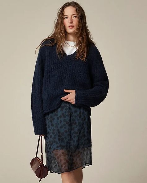 The 24 Best Items From J.Crew's Cyber Monday Sale | Who What Wear UK J Crew Christmas, Sweater Over Dress, J Crew Catalog, Blue V Neck Sweater, Suit Guide, J Crew Style, Style Goals, Thanksgiving Outfit, Blue V