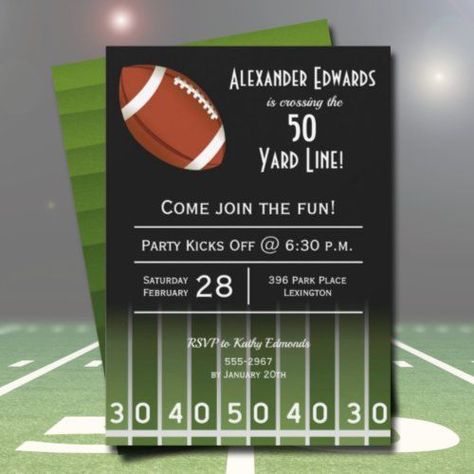 $2.46 | American Football Birthday Party Invitations - Birthday Invitations #football birthday invitations # sports theme birthday invitations # 50th # over the hill # birthday # adult surprise birthday party # milestone birthday bash invitations # sports # man birthday # 60th American Football Birthday, Football Birthday Party Invitations, Happy Birthday Sweetie, American Football Field, Cool Invitations, Blowing Out Candles, Football Birthday Invitations, Over The Hill Birthday, Sports Birthday Invitations