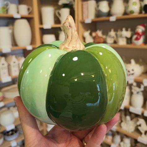 Cute pumpkin pottery painting, using shades of green Green Pumpkin Painting Ideas, Fall Pottery Painting, Painting Ideas Green, Pumpkin Pottery, Fall Pottery, Pottery Painting Ideas, Pumpkin Painting Ideas, Pumpkin Autumn, Green Pumpkin