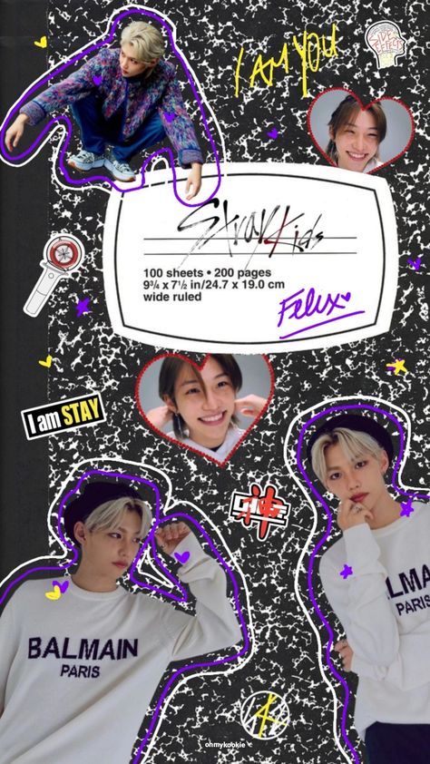 Stray Kids fondo de pantalla notebook cover Kpop Notebook Cover, Notebook Cover Wallpaper, Kids Notebook Cover, Skz Felix Wallpaper, Kpop Binder Cover, Skz Template, Kpop Lockscreen Wallpaper, Composition Notebook Covers, Felix Wallpaper