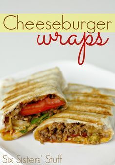 Cheeseburger Wraps, Sandwich Vegetarian, Six Sisters Stuff, Sandwiches And Wraps, Corn Dogs, Wrap Recipes, Sandwiches Wraps, Beef Dishes, Quesadillas