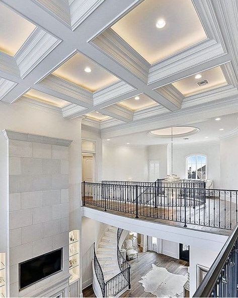 Coffered Ceiling Lighting, Coffered Ceiling Design, Island Kitchens, Luxury Ceiling Design, Interior Ceiling Design, House Ceiling, Kitchens Ideas, Pop Ceiling Design, House Ceiling Design