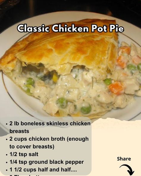 Ashley's Recipes The Best Chicken Pot Pie, Pot Pie Recipe Easy, Chicken Peas, Chicken Potpie, Easy Chicken Pot Pie Recipe, Best Chicken Pot Pie, Homemade Chicken Pot Pie, Chicken Pot Pie Recipe, Pot Pie Recipe