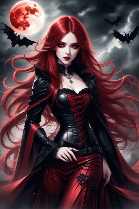 Vampire Tattoo Designs, Vampire Portrait, Vampire Tattoo, Vampire Princess, Vampire Party, Vampire Fashion, Red Goth, Female Vampire, Gothic Fantasy Art