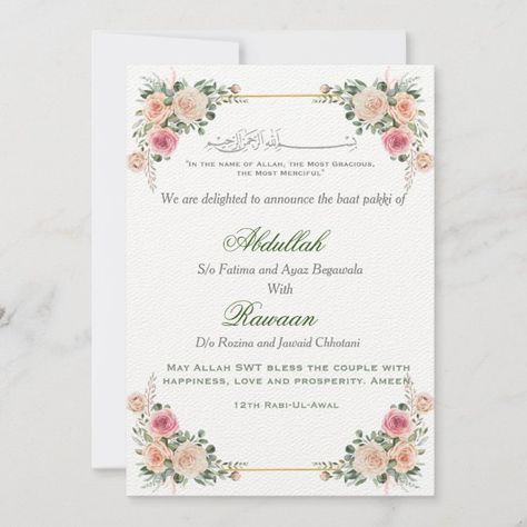 Create your own Invitation | Zazzle Baat Pakki Cards, Pakistani Wedding Invitations, Pakistani Wedding Cards, Simple Wedding Invitation Card, Baat Pakki, Pastel Color Wallpaper, Islamic Wedding, Simple Wedding Invitations, Create Your Own Invitations