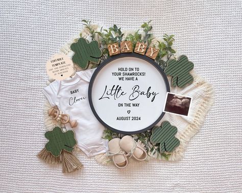 Digital Baby Announcement, Baby Reveal, Saint Patrick, Neutral Baby, Wedding Basket, Gender Neutral Baby, Pregnancy Announcement, Baby Announcement, Etsy Baby