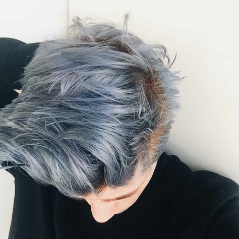 Grey Men Hair, Grey Hair Color Men, 12 Braids, Silver Blue Hair, Silver Hair Men, Hair Dye Color Ideas, Blue Grey Hair, Short Blue Hair, Dyed Hair Blue