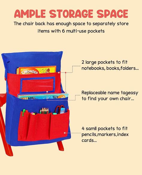 School Chair Covers, Chair Pockets For Classroom, Student Chair Pockets, Chair Pockets, Classroom Chair, Classroom Must Haves, Student Chair, Desk Drawers, School Chairs