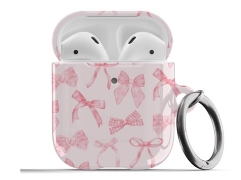 𝗗𝗘𝗦𝗖𝗥𝗜𝗣𝗧𝗜𝗢𝗡: Protect your AirPods with our Coquette Pink Bows AirPods Case! This cute AirPods case features cute pink bows on a light pink background. ∙ Impact absorbing & scratch resistant case  ∙ Wireless charging compatible ∙ Glossy or matte finish ∙ 3-piece design ∙ Materials: polycarbonate ∙ Slim and lightweight ∙ Precisely aligned port openings ∙ Includes a metal carabiner ∙ Printed in the USA ∙ 360o protection from bumps, drops, and scratches Important note: Our AirPods Pro Cas Cute Bows Aesthetic, Preppy Airpod Case, Coquette Airpod Case, Air Pods Case Aesthetic, Pink Stuff Girly, Pink Aesthetic Bow, Airpod Cases Aesthetic, Pink Airpod Case, Pink Airpods Case