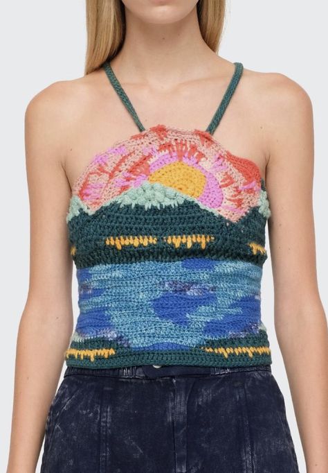 Freeform Crochet Top, Beaded Crochet Top, Hippie Crochet, Crochet Idea, Crochet Bolero, Form Crochet, Knit Ideas, Freeform Crochet, Crochet Shirt