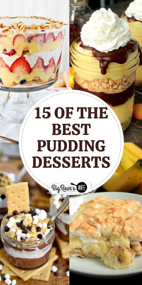 Amish Pudding Dessert, No Bake Instant Pudding Desserts, Desserts To Make With Pudding, Pudding Bar Ideas, Pudding In A Cloud, Fall Pudding Desserts, Pudding Ideas Desserts, Cold Pudding Desserts, Recipes With Pudding Mix In Them